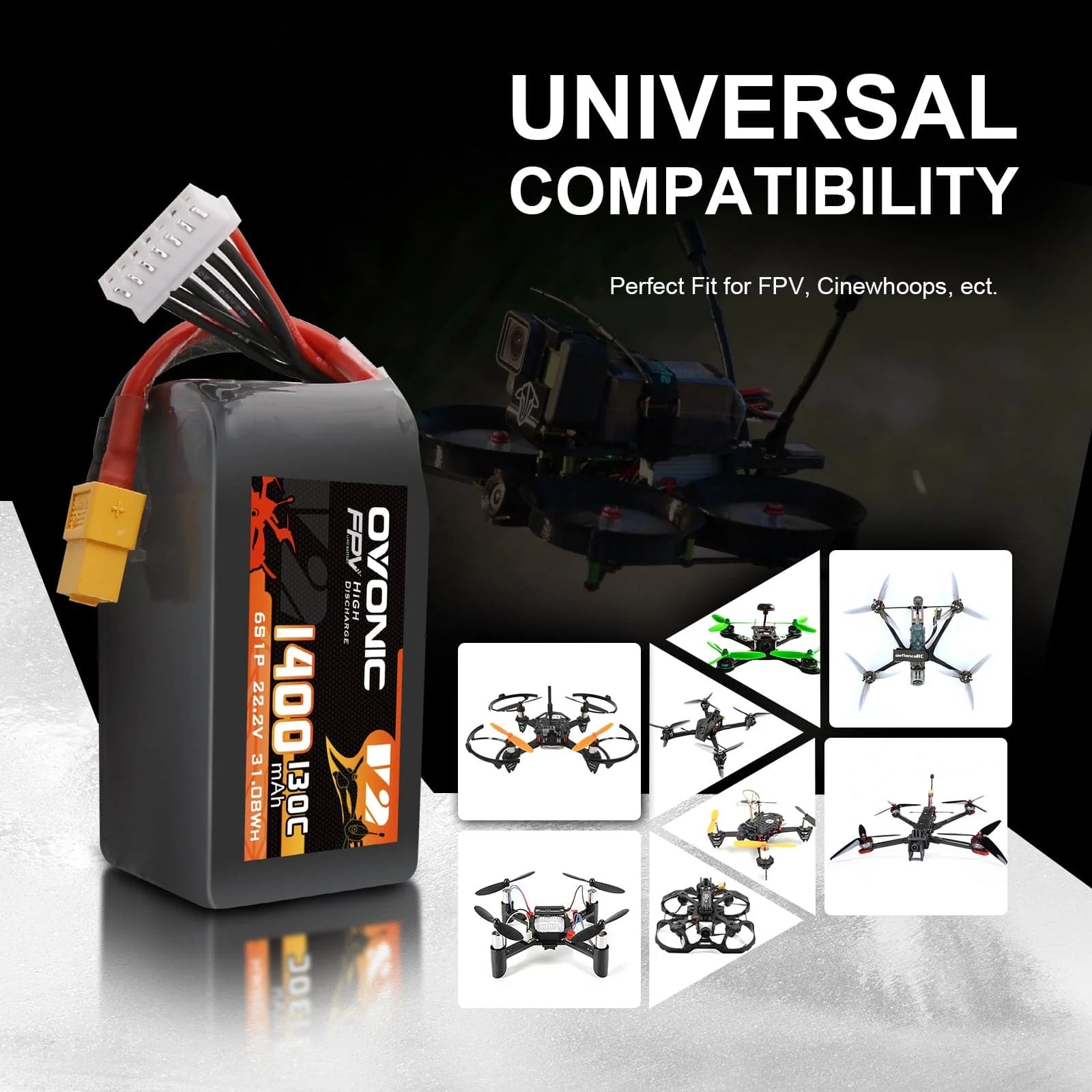 Ovonic 6S 1400mAh 130C LiPo-ba - Drone Battery Bag recensie en prijs