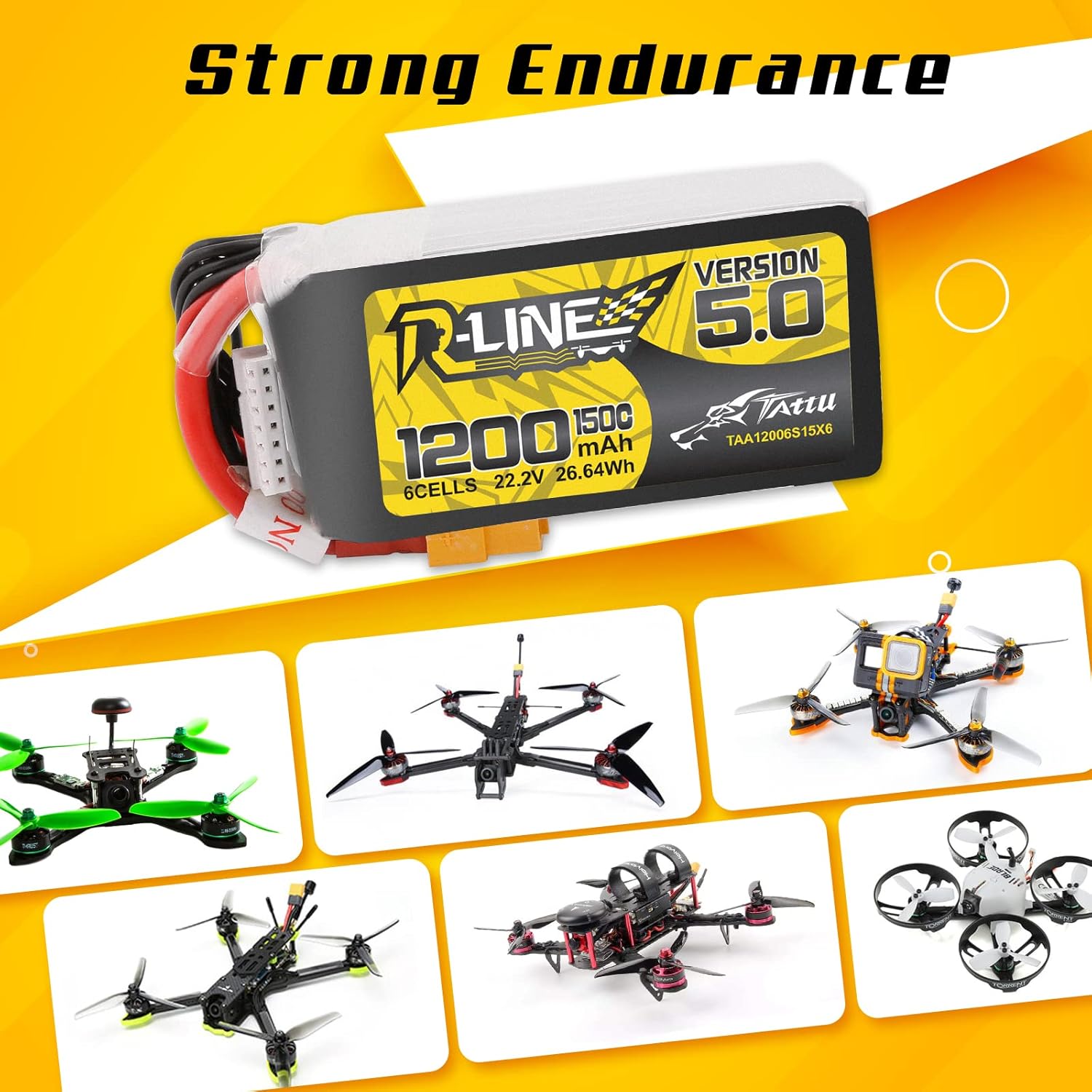 TATTU R-LINE 5.0 22.2V 1200mAh - Drone Battery 6S recensie en prijs