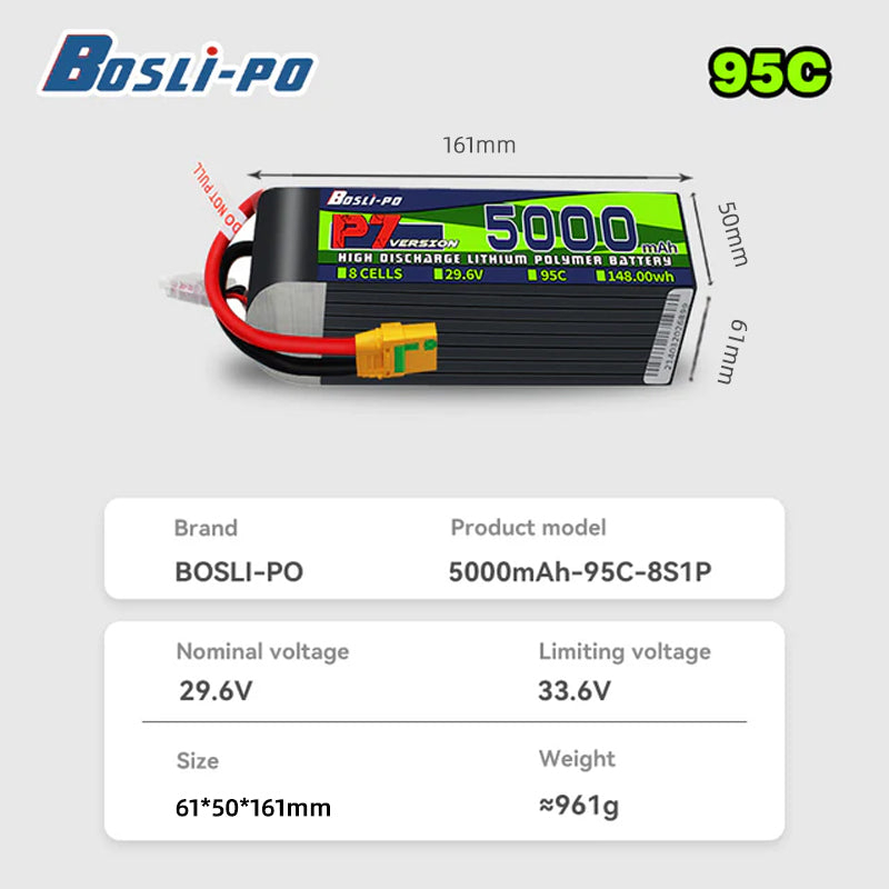 Boslipo P7 Versie 5000mAh 95C  - Drone Battery 4S recensie en prijs